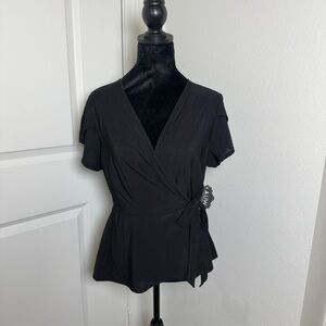 Elegant Black Wrap Blouse / BNWT